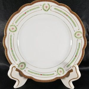 Antique Moritz Zdekauer Pink Rose Porcelain Dinner Plate